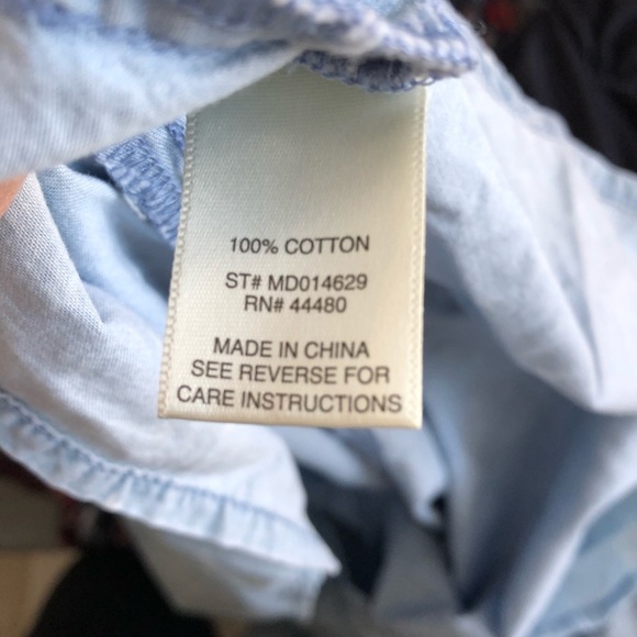 LOVE, Fire Blue Chambray & White Stars Off Shoulder Dress Size M - Picture 6 of 6